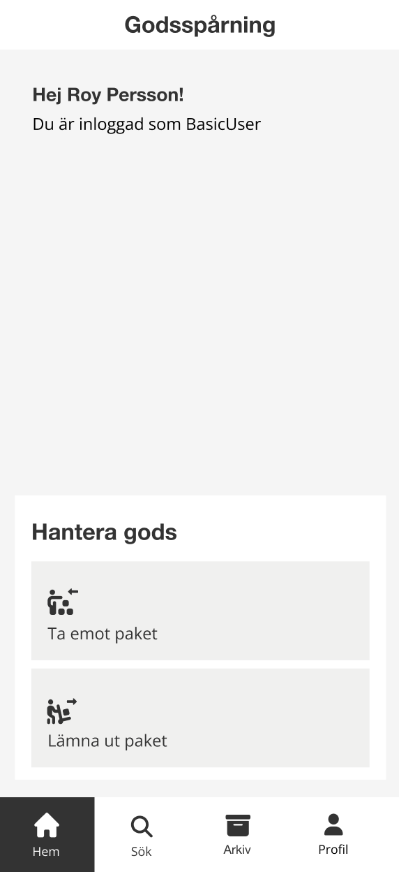 Skanna-vyn med en lista över inskannade paket och knappen Klar